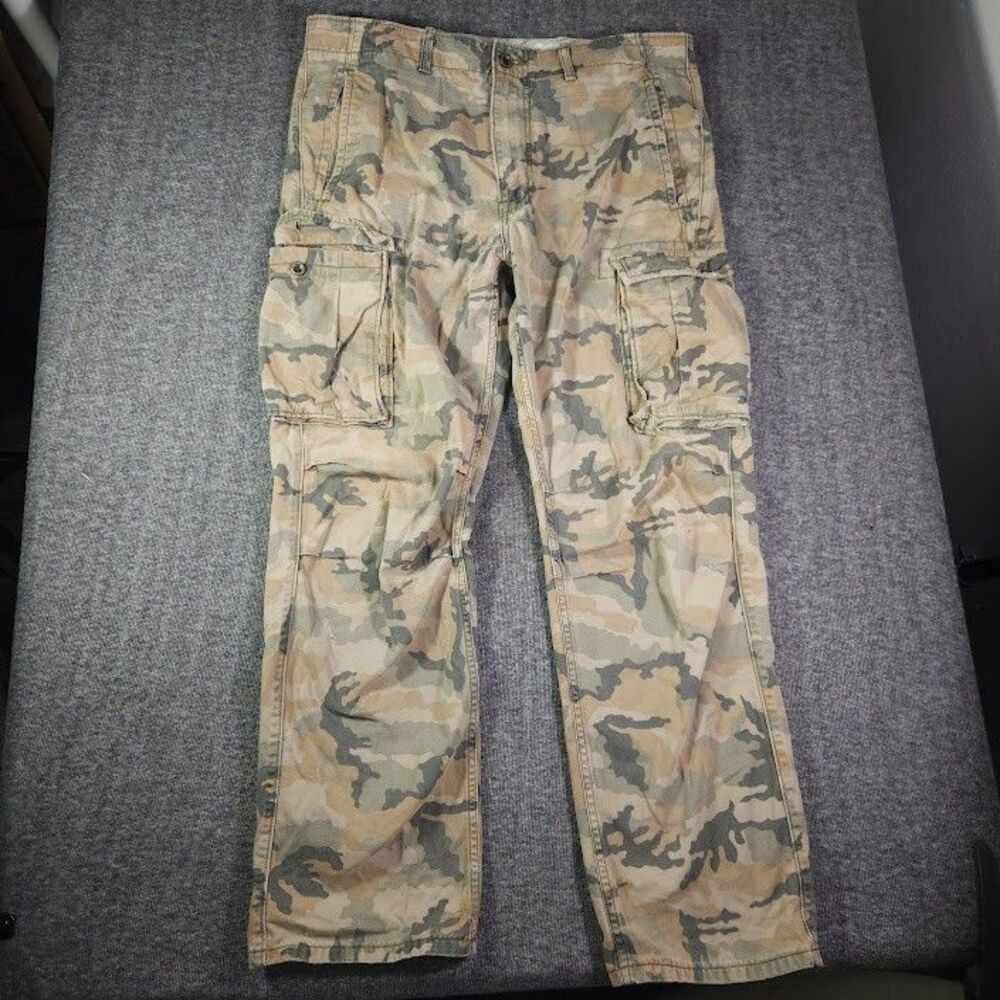 Levi's Ace Cargo Pants Mens 34x32 (Actual 36x29)Tan Camo Relaxed Tapered Urban